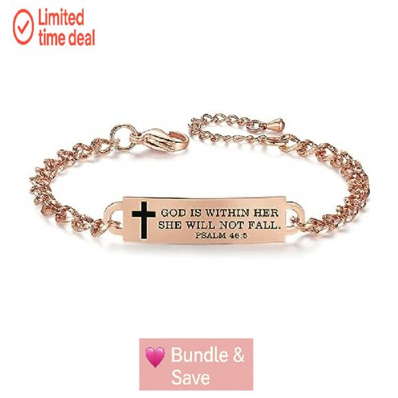 Stainless Steel Inspirational Bible Verse Bracelet Adjustable Christian Jewelry - Picture 2 of 6